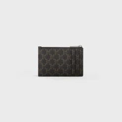 Zipped Card Holder in Triomphe Canvas and Lambskin