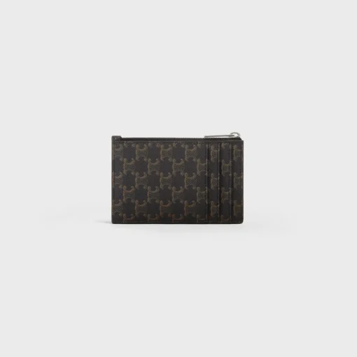 Zipped Card Holder in Triomphe Canvas and Lambskin