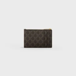 Zipped Card Holder in Triomphe Canvas and Lambskin