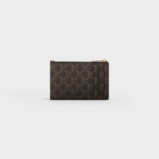 Zipped Card Holder in Triomphe Canvas and Lambskin