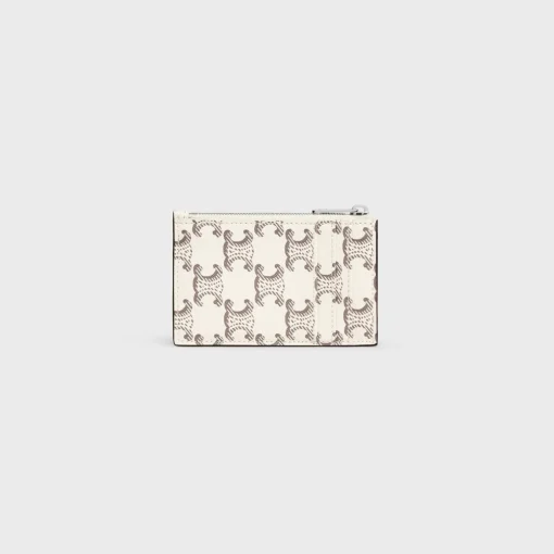 Zipped Card Holder in Triomphe Canvas AND Lambskin