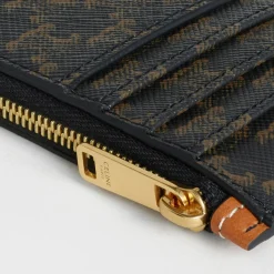Zipped card holder in Triomphe Canvas and Lambskin