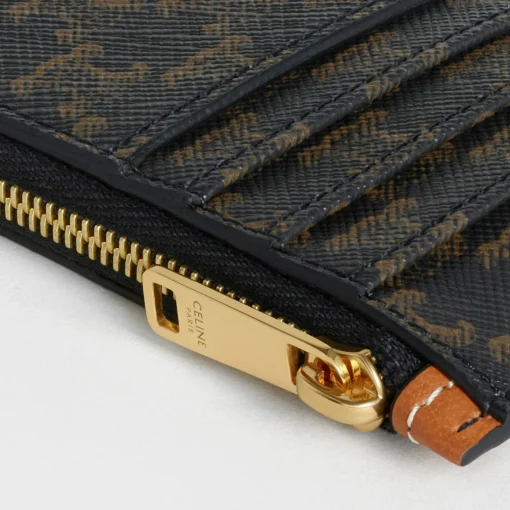 Zipped card holder in Triomphe Canvas and Lambskin