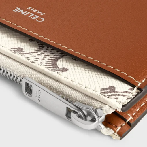 Zipped Card Holder in Triomphe Canvas AND Lambskin