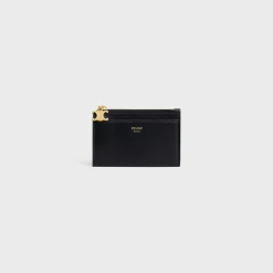 ZIPPED CARD HOLDER TRIOMPHE CHARMS in SHINY CALFSKIN