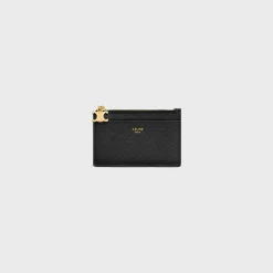 ZIPPED CARD HOLDER TRIOMPHE CHARMS in GRAINED CALFSKIN