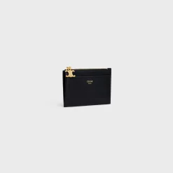 ZIPPED CARD HOLDER TRIOMPHE CHARMS in SHINY CALFSKIN
