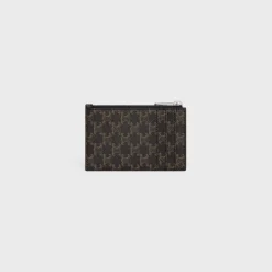 Zipped Card Holder Triomphe Canvas & Lambskin BLACK