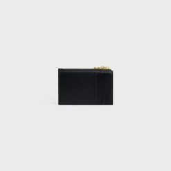 ZIPPED CARD HOLDER TRIOMPHE CHARMS in SHINY CALFSKIN