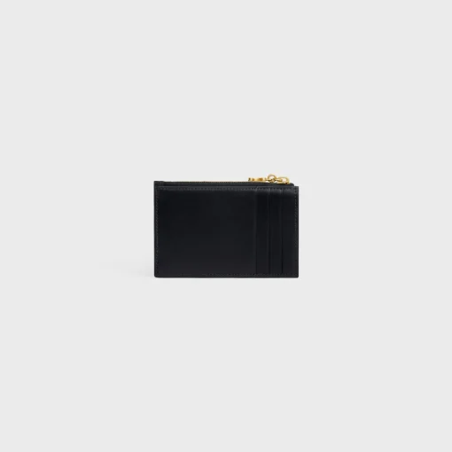 ZIPPED CARD HOLDER TRIOMPHE CHARMS in SHINY CALFSKIN