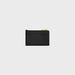 ZIPPED CARD HOLDER TRIOMPHE CHARMS in GRAINED CALFSKIN