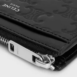 Zipped Card Holder Triomphe L.Embossed Calf T.Emb BLACK