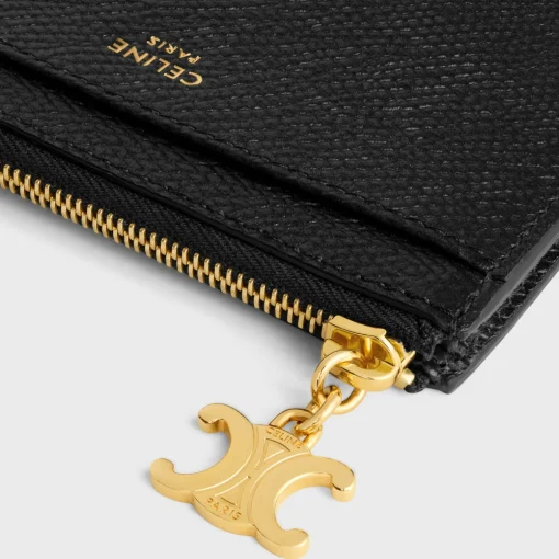 ZIPPED CARD HOLDER TRIOMPHE CHARMS in GRAINED CALFSKIN