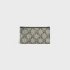Zipped Compact Card Holder TRIOMPHE CANVAS & CALFSKIN BEIGE