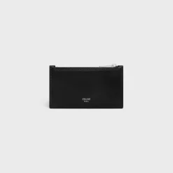 Zipped Compact Card Holder TRIOMPHE CANVAS & CALFSKIN BEIGE