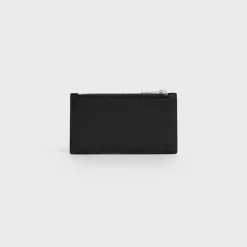 Zipped compact card holder in Grained calfskin