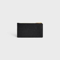 ZIPPED COMPACT CARD HOLDER ESSENTIALS in Grained Calfskin