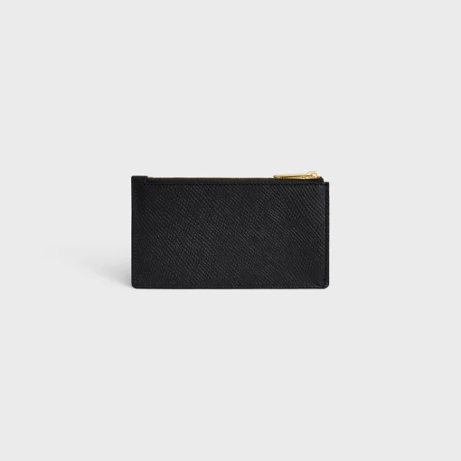 ZIPPED COMPACT CARD HOLDER ESSENTIALS in Grained Calfskin
