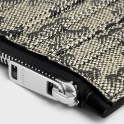 Zipped Compact Card Holder TRIOMPHE CANVAS & CALFSKIN BEIGE