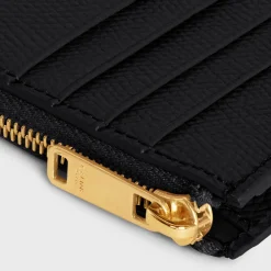 ZIPPED COMPACT CARD HOLDER ESSENTIALS in Grained Calfskin