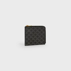 Zipped Purse with removable card holder in Triomphe Canvas and Lambskin
