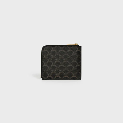 Zipped Purse with removable card holder in Triomphe Canvas and Lambskin